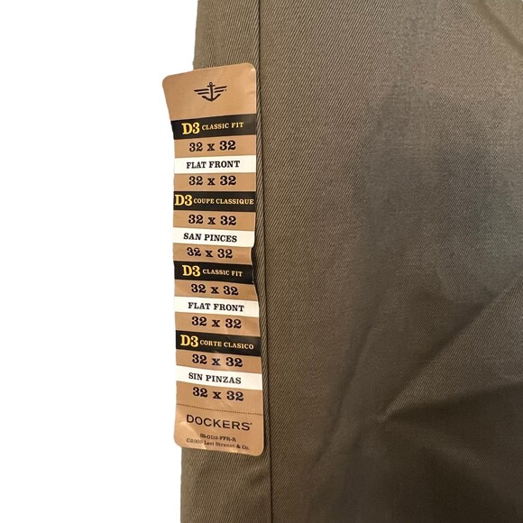 Dockers Signature Khaki Flat Front D3 Classic Fit Pants Tan Size 32 x 32 New - Picture 3 of 7